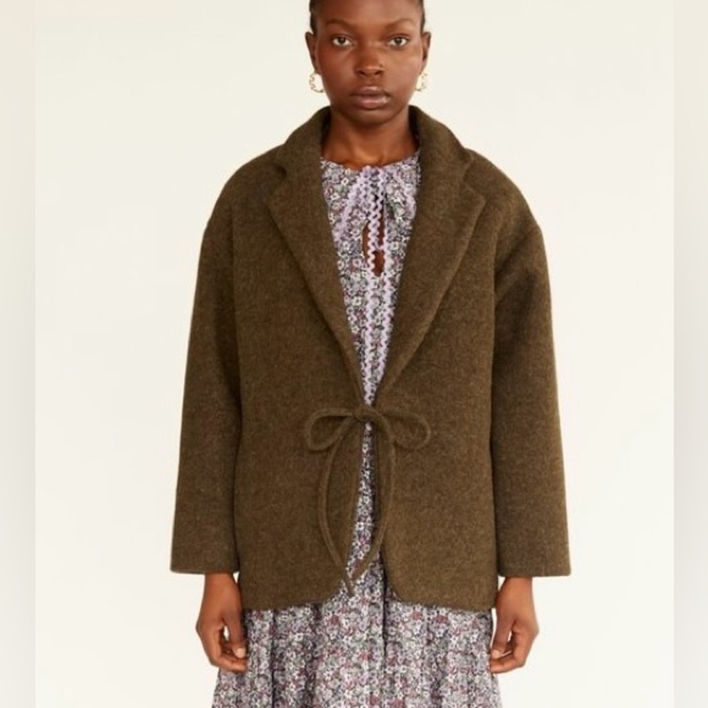Eliza Faulkner Moss Green Wool Pea Coat